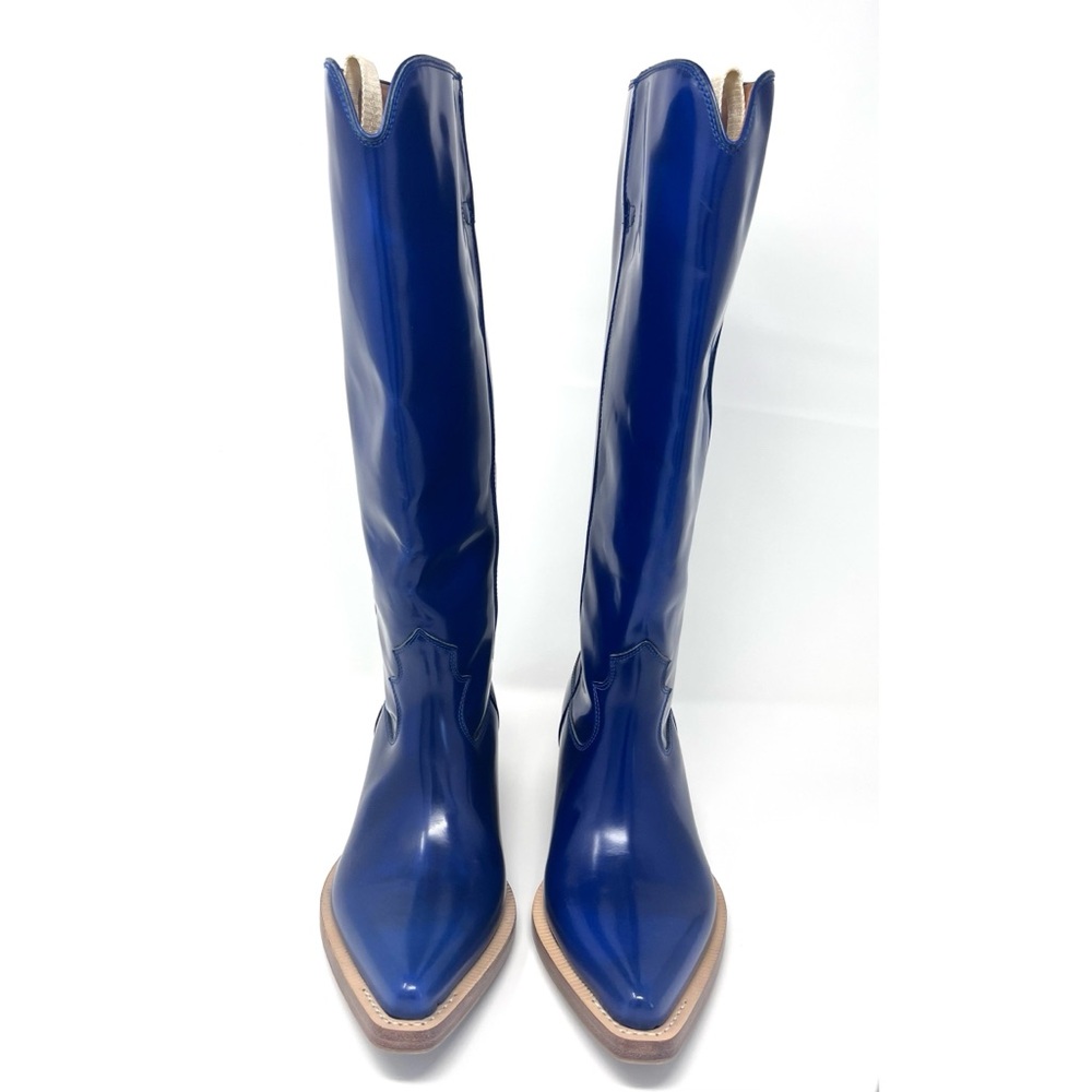 CHLOÉ Nellie Tall Western Boots Majestic Blue Sz 6/EU36 Festival Runway BrandNEW - Picture 5 of 15
